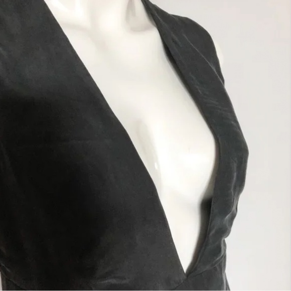 ANINE BING Deep V Washed Silk Cocktail Dress Size S / M Black - Picture 6 of 9